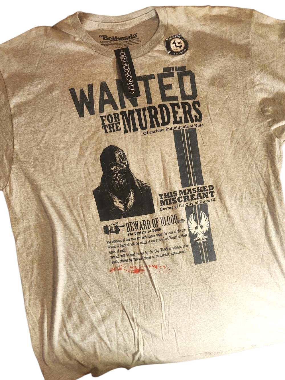 NWT Dishonored 'Wanted for the Murders' Graphic T-Shirt Bethesda